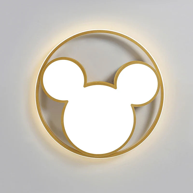 Afralia™ 34W LED Mickey Mouse Ceiling Light for Children's Bedroom and Living Room