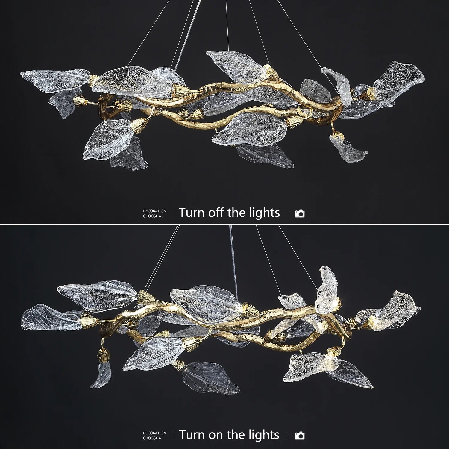 Afralia™ Leaf Design Clear Glass Pendant Light, Luxury Ceiling Lamp