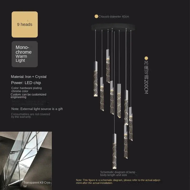 Afralia™ Luxury LED Chandelier for Staircase & Living Room - Modern Nordic Rotating Sky Lanterns