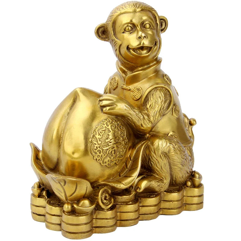 Afralia™ Brass Copper Monkey Cornucopia: Lucky Wealth Feng Shui Home Decoration