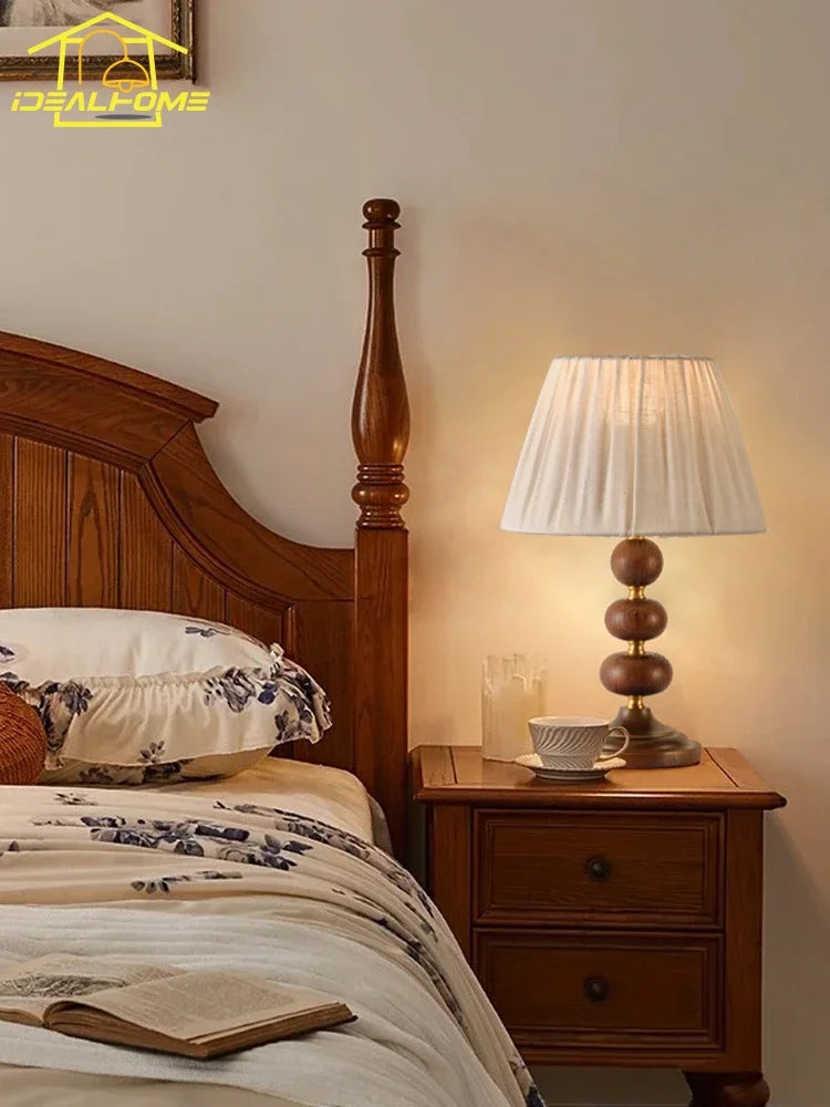 Afralia™ Medieval LED Table Lamp - Black/Walnut Finish
