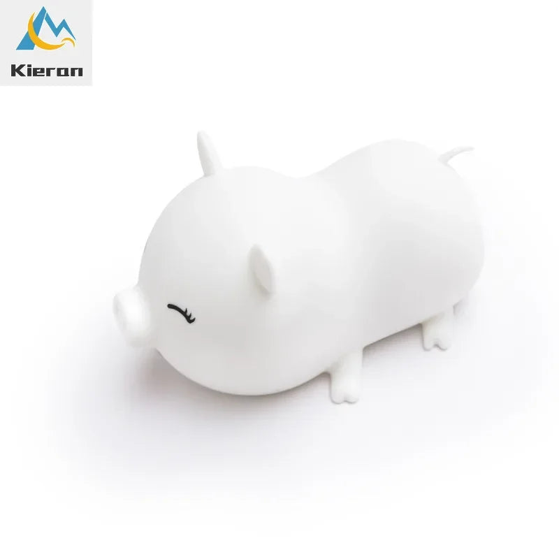 Afralia™ Pig Silicone LED Night Light - Modern Cartoon USB Floor Lamp