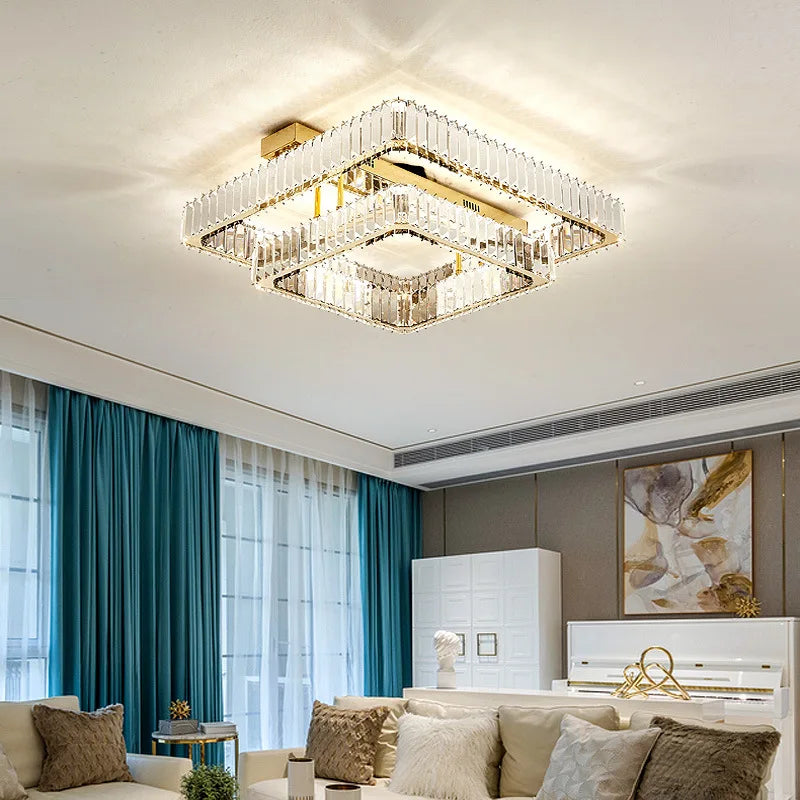 Afralia™ Crystal Chandelier LED Ceiling Light for Bedroom, Dimmable Luxury Foyer Lighting