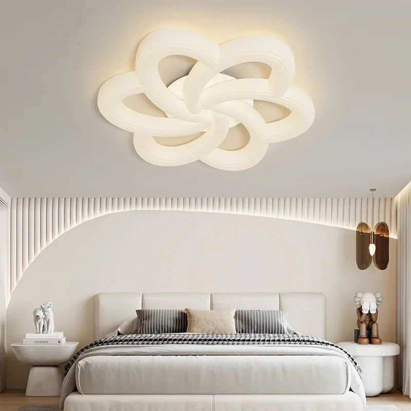 Afralia™ Nordic Flower LED Ceiling Light for Living Room Bedroom - Creamy Style