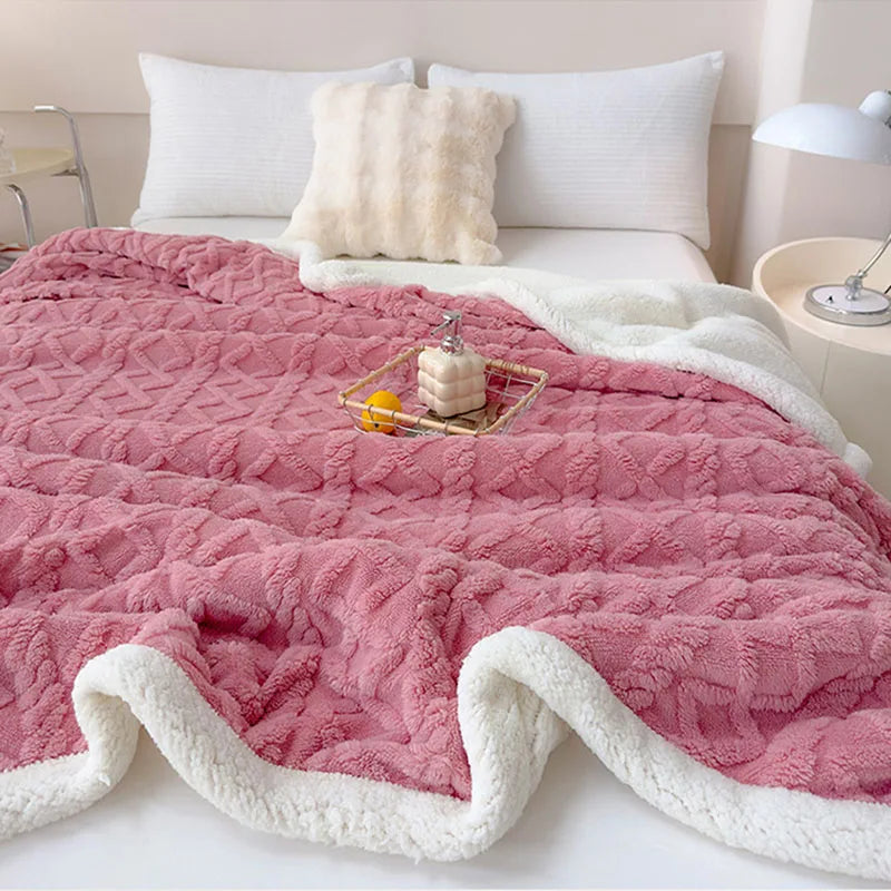 Afralia™ Soft Lamb Wool Blanket for Office Living Room Sofa All Seasons Comfy Cover