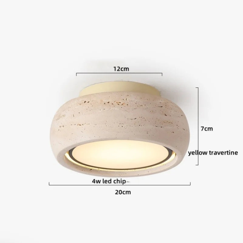 Afralia™ Round LED Ceiling Lamp Yellow Travertine Indoor Flush Mount Light