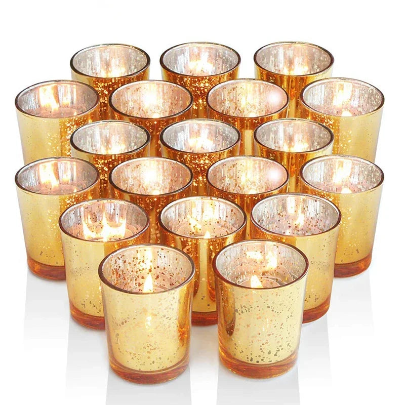 Afralia™ Speckled Glass Votive Candle Holders - Set of 12
