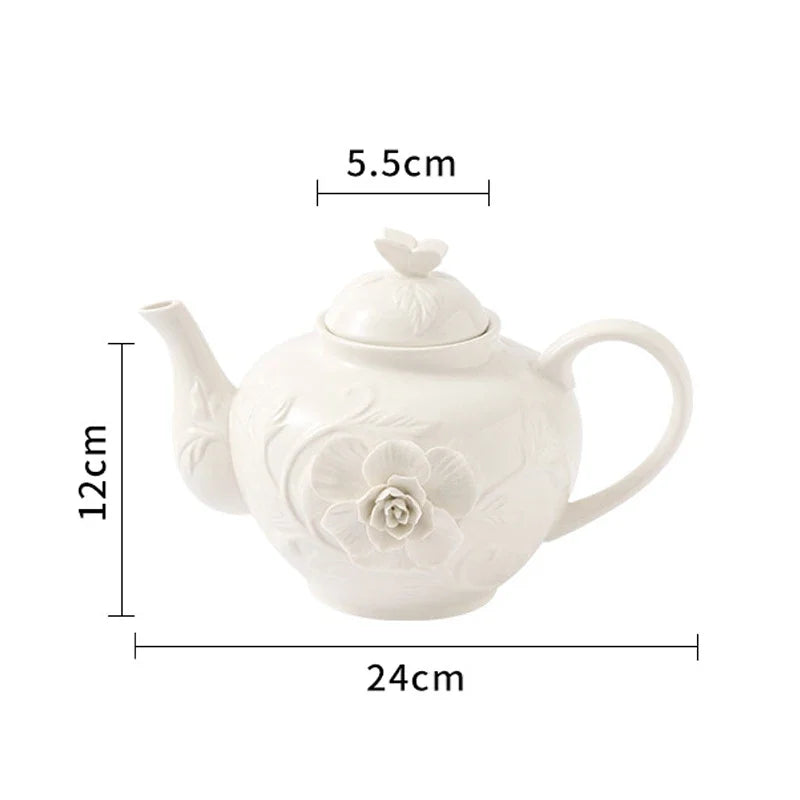 Afralia™ Relief Floral Patterns Porcelain Coffee Mug Set - Elegant Tea and Juice Cup