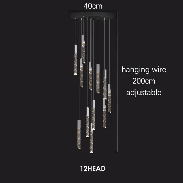 Afralia™ Crystal Chrome LED Chandelier: Luxury Duplex Stair Loft Pendant Light for Living Room