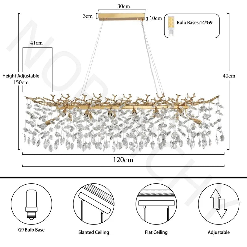 Afralia™ Nordic Crystal Chandelier: Elegant Sparkling Lustre for Dining & Living Room