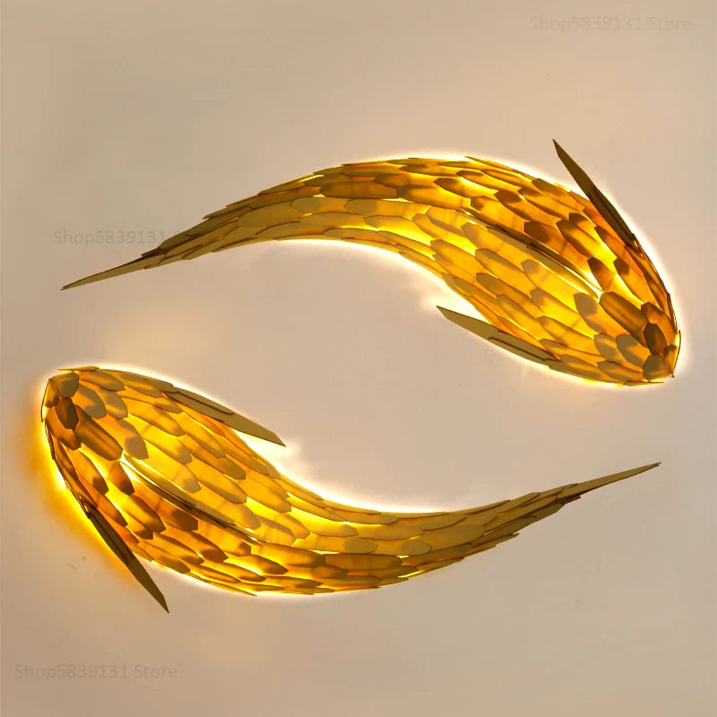Afralia™ Hand-Woven Bamboo LED Wall Light: Nordic Modern Fish Design for Elegant Wall Decor