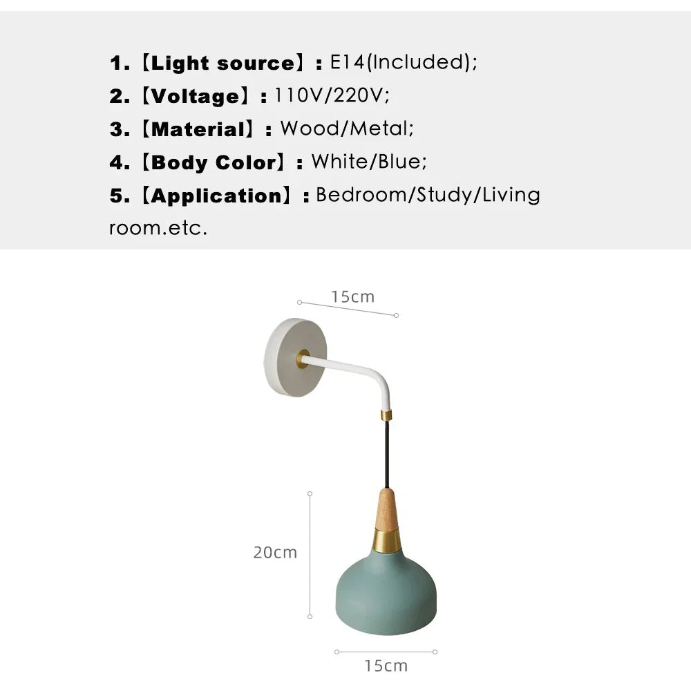 Afralia™ Blue Vintage Wall Lamp with Switch Plug for Bedroom Aisle Mirror Lighting