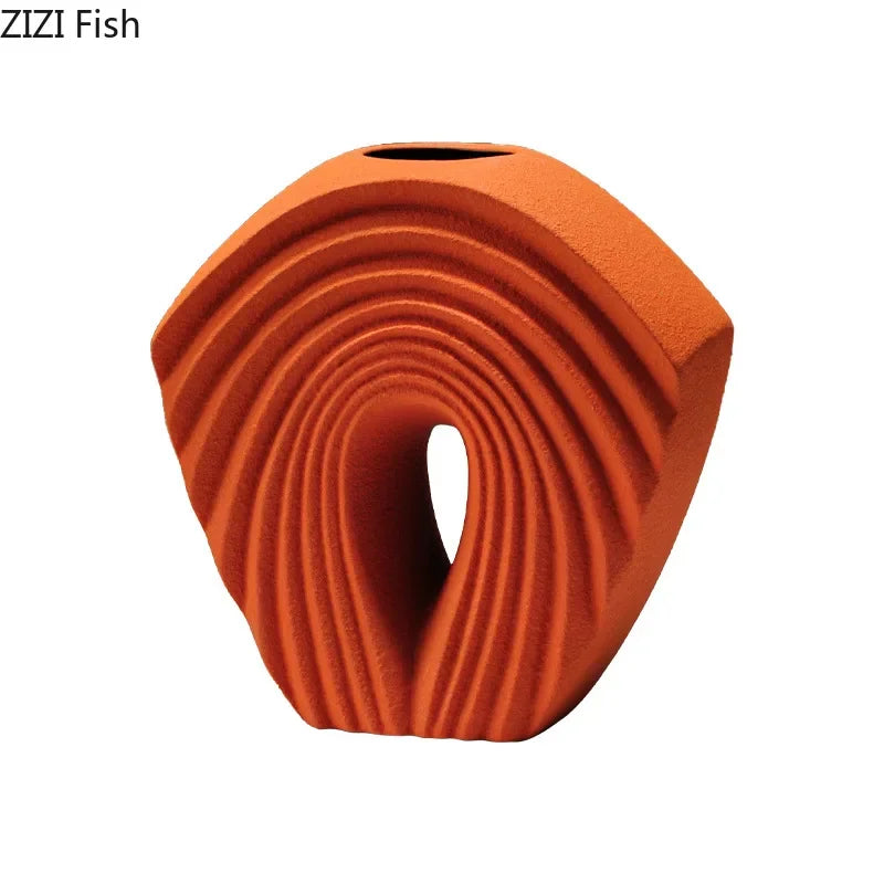 Afralia™ Geometric Ceramic Vase Set for Modern Floral Arrangements