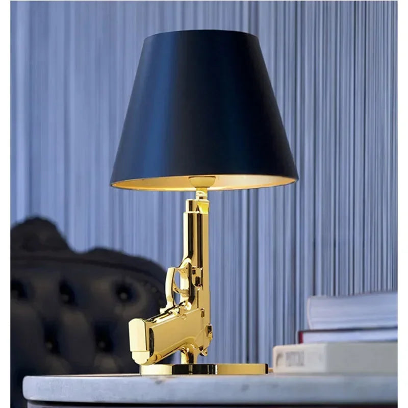 Afralia™ Gun Floor Lamp Electroplated Metal Table Desk Light