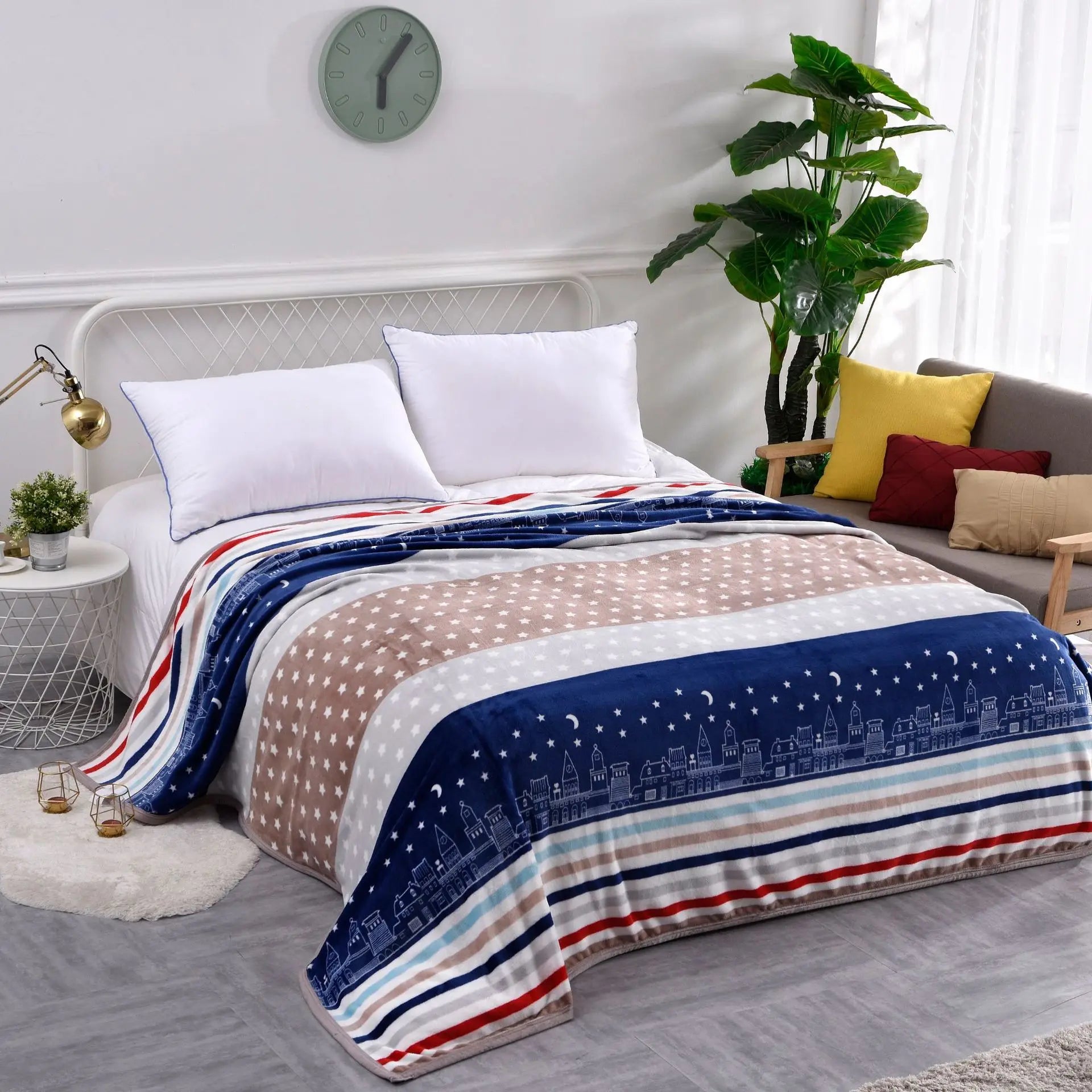 Afralia™ Nordic Printed Plush Blanket: Cozy Sofa Cover, Office Shawl, All-Season Cushion