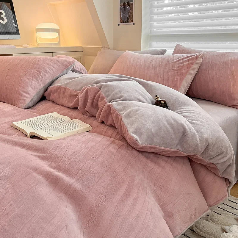 Afralia™ Cozy Milk Fleece Winter Bedding Set - High Density & Skin Friendly