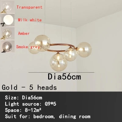 Afralia™ Black Magic Bean Ceiling Chandelier with Golden Lamp Body Glass Pendant Light