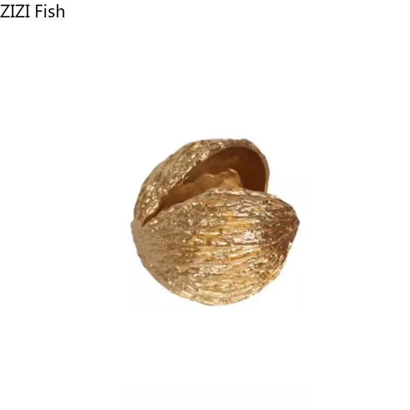 Afralia™ Golden Nut Shell Ornaments Modern Crafts Desk Decoration Artwork Room Aesthetics Decor