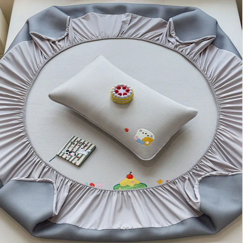 Afralia™ Cartoon Embroidered Fitted Sheet for Single Bed - All-Season Comfort