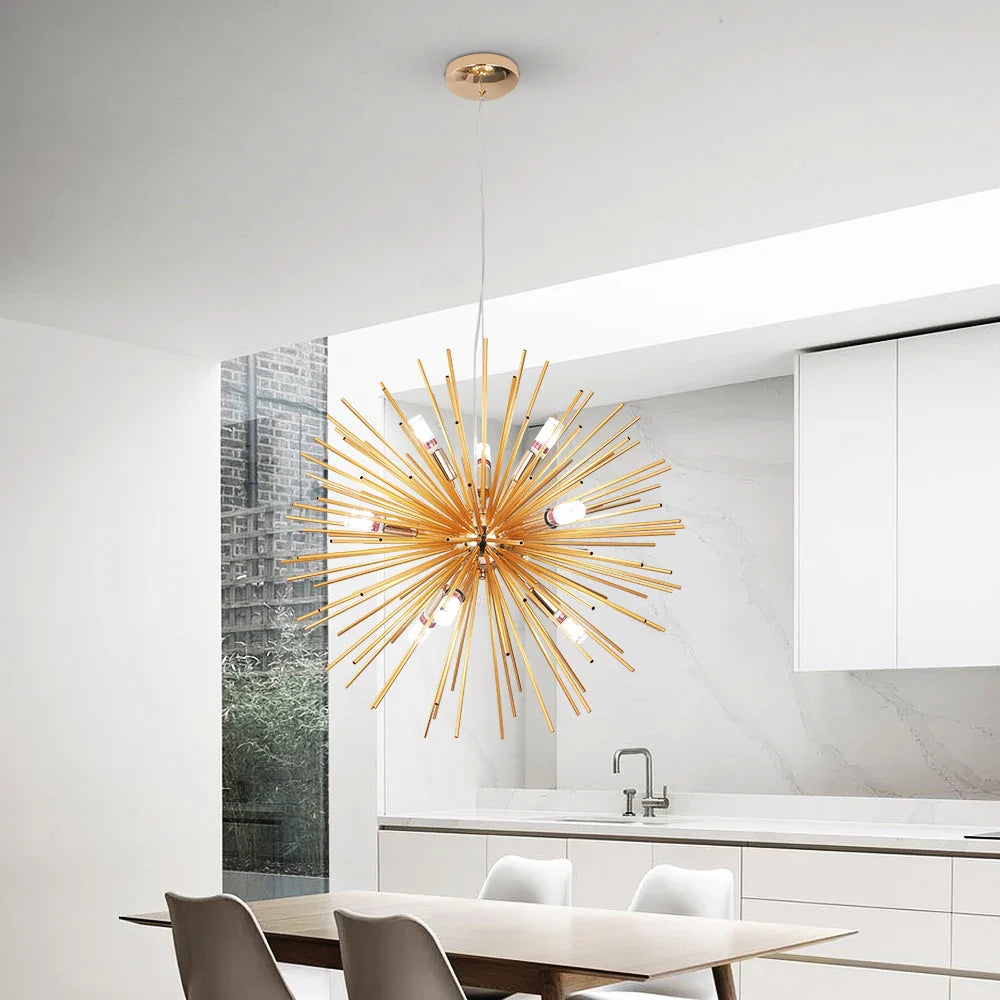 Afralia™ Gold LED Chandelier Pendant Light for Modern Kitchen Island Living Room