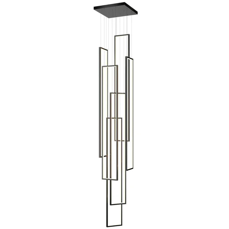 Afralia™ LED Rectangle Staircase Chandeliers Pendant Lighting Modern Living Room Decor