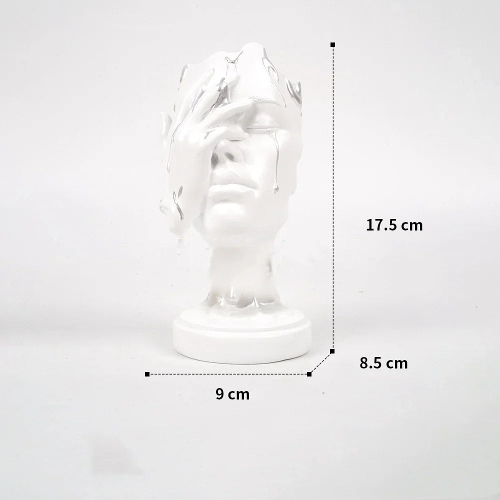 Afralia™ Abstract Face Mask Silence Gold Resin Statue Home Decor Figurine