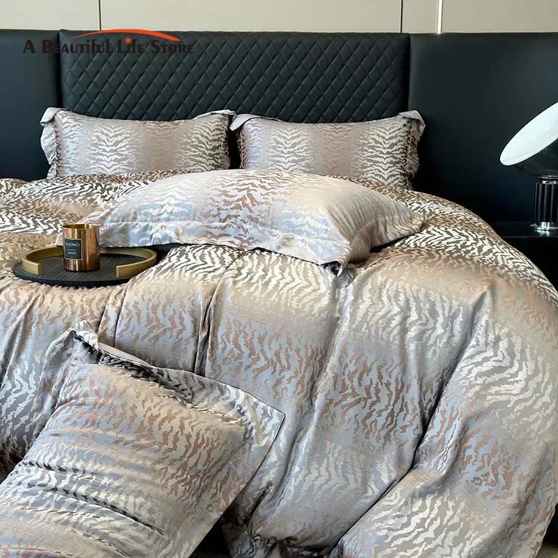 Afralia™ Luxury Egyptian Cotton Jacquard Bedding Set - Soft Silky 4Pcs