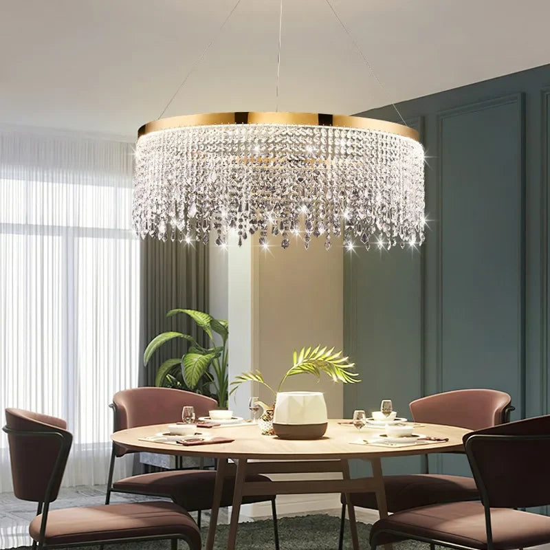 Afralia™ Crystal Ceiling Chandelier Light Fixture for Elegant Home Dining.