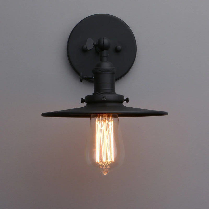 Afralia™ Antique Finish 1-Light Industrial Wall Sconce with 7.87" Canopy and ON/Off Button