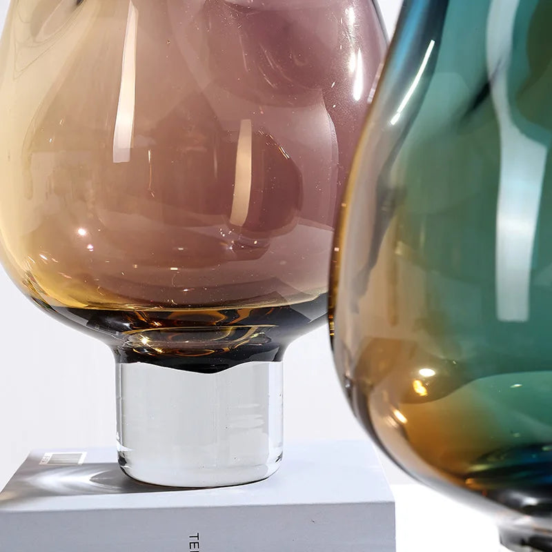 Afralia™ Gradient Glass Vase Flower Arrangement Home Decor Bouquet Vaseäß