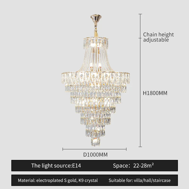 Afralia™ Crystal Chandelier Art Living Room Lighting for Duplex Buildings and High-End Restaurants