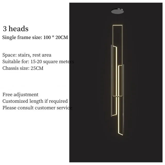 Afralia™ Geometric Luxury Stair Chandelier for Duplex Villa Loft Living Room