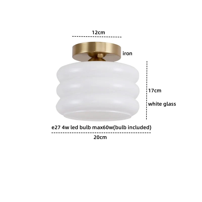 Afralia™ Creamy Glass Iron LED Ceiling Light - Modern Indoor Lighting Fixtures