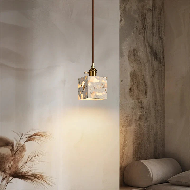 Afralia™ Terrazzo Stone LED Pendant Lamp: Modern Nordic Aluminum Lighting for Home Decor