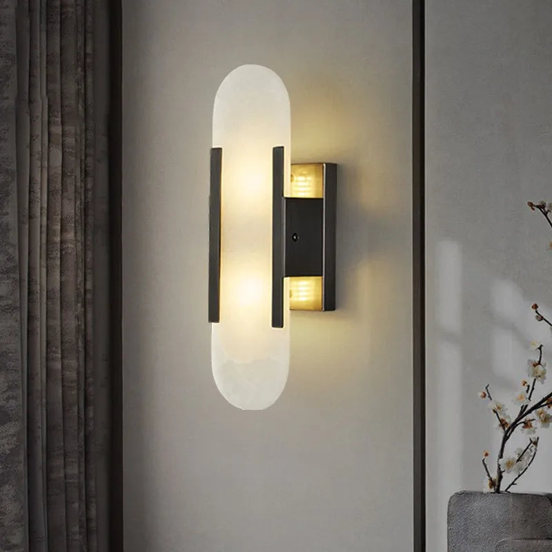 Afralia™ Marble Wall Sconce Light with G4 Bulb for Bedroom and Living Room