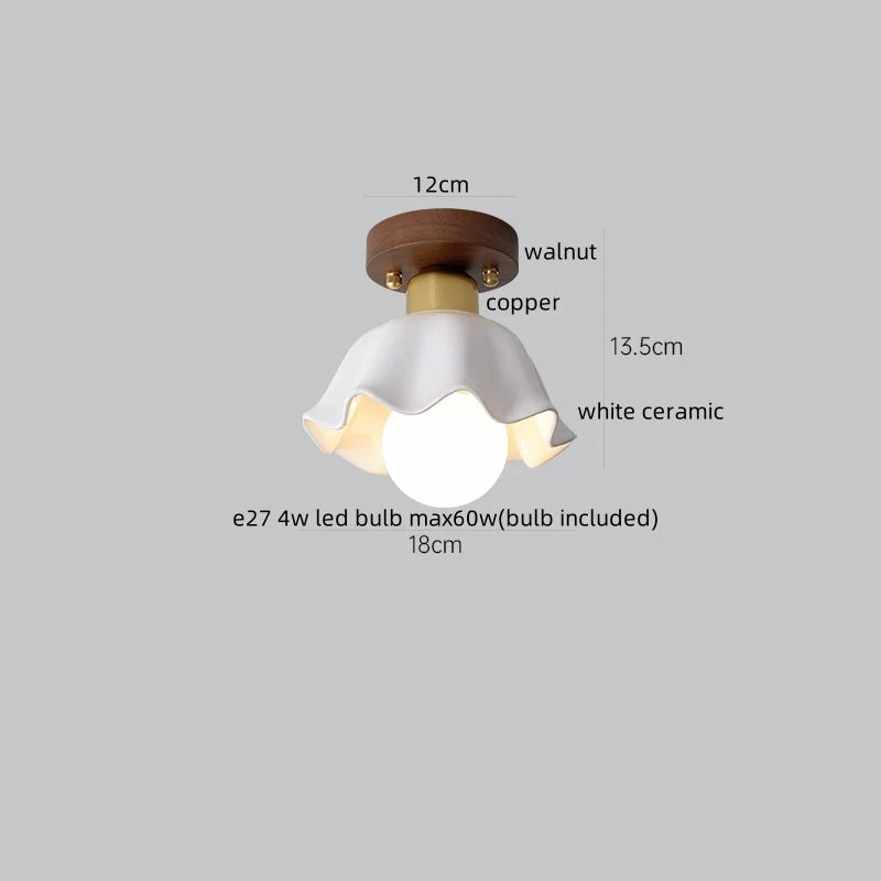 Afralia™ Wood Glass LED Ceiling Lamp Modern Kitchen Living Room Light Fixture