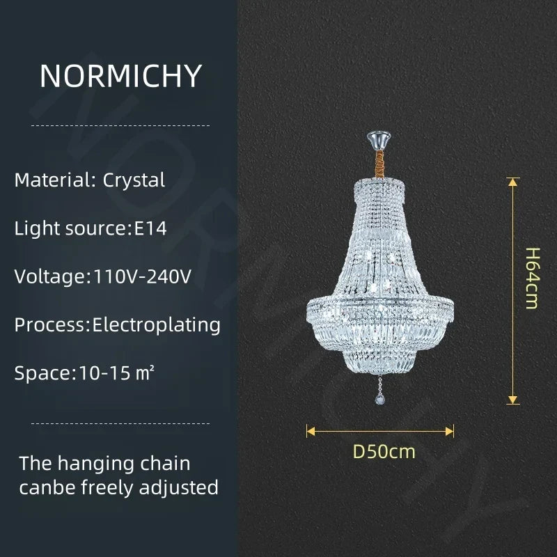 Afralia™ European Style Chrome Chandelier for Luxury Living Room, Staircase, Hotel Lobby & Villa.