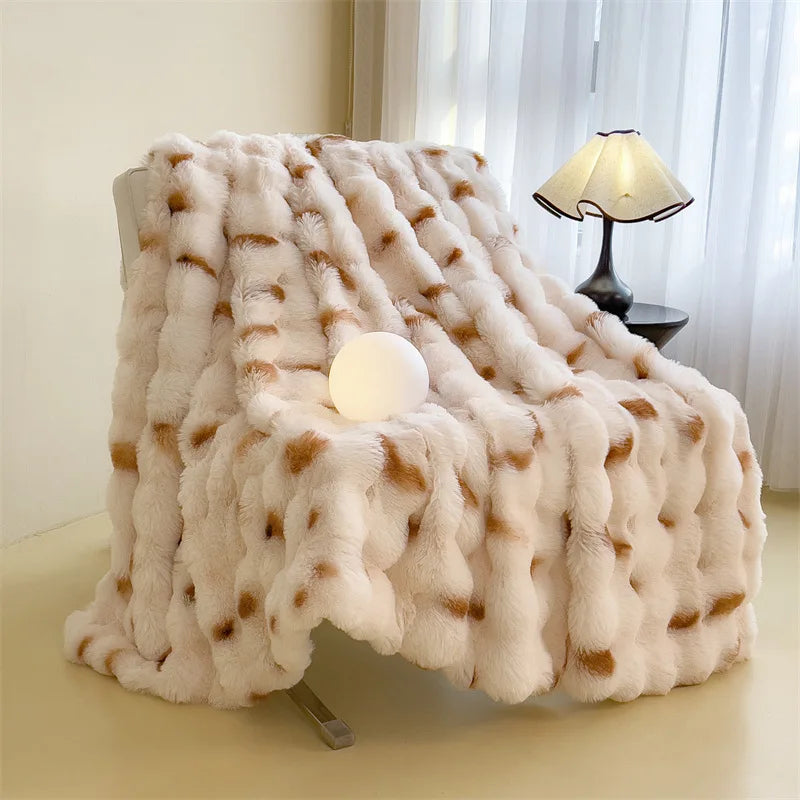 Afralia™ Faux Rabbit Fur Plush Blanket Ultra Soft Comforter for Autumn Winter