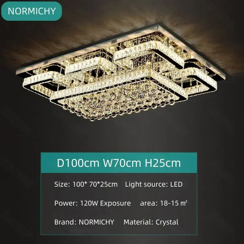 Afralia™ Crystal LED Chandelier Silver Chrome Remote Control Light