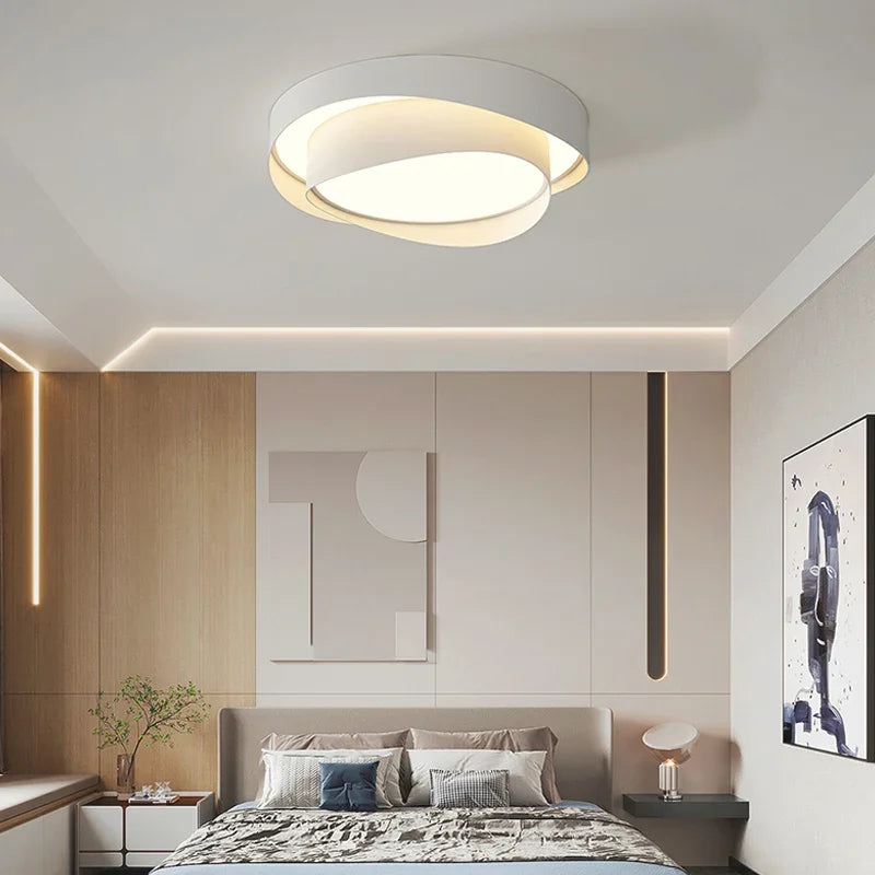 Afralia™ Modern White LED Ceiling Light - Nordic Minimalism Luminarias for Bedroom