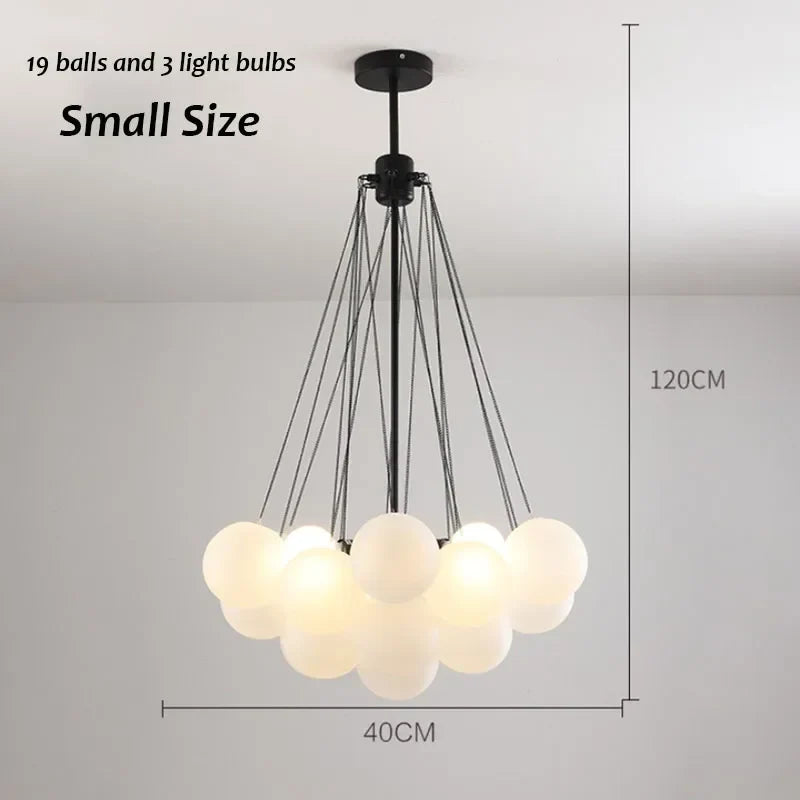 Afralia™ Glass Chandelier: Nordic 19/37 Ball LED Lighting, Black Gold Pendant for Home Décor