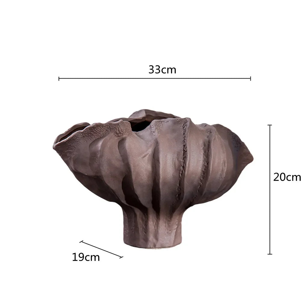 Afralia™ Ceramic Wavy Flower Vase - Home Decoration and Storage Organization