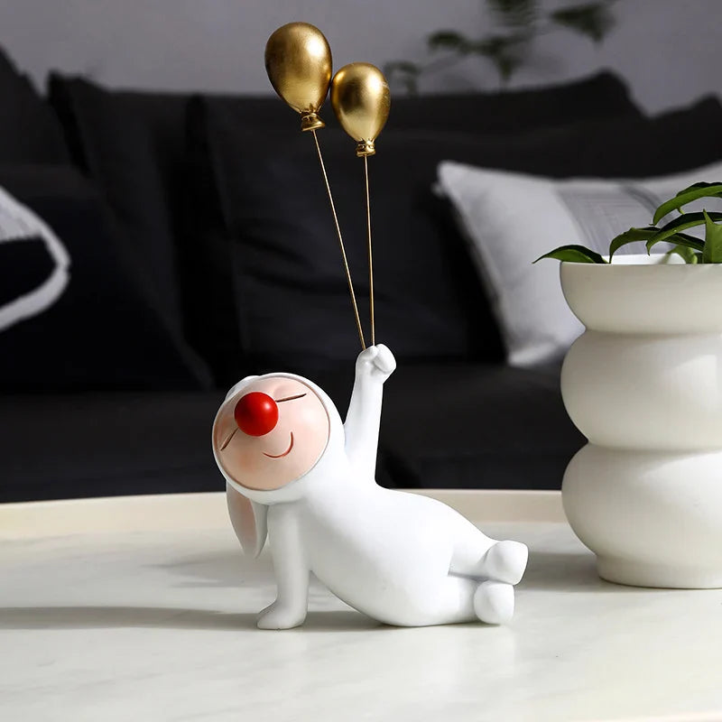 Afralia™ Clown Bust Sculpture: Golden Candy/Key Tray Kids Balloons Figurine Decor