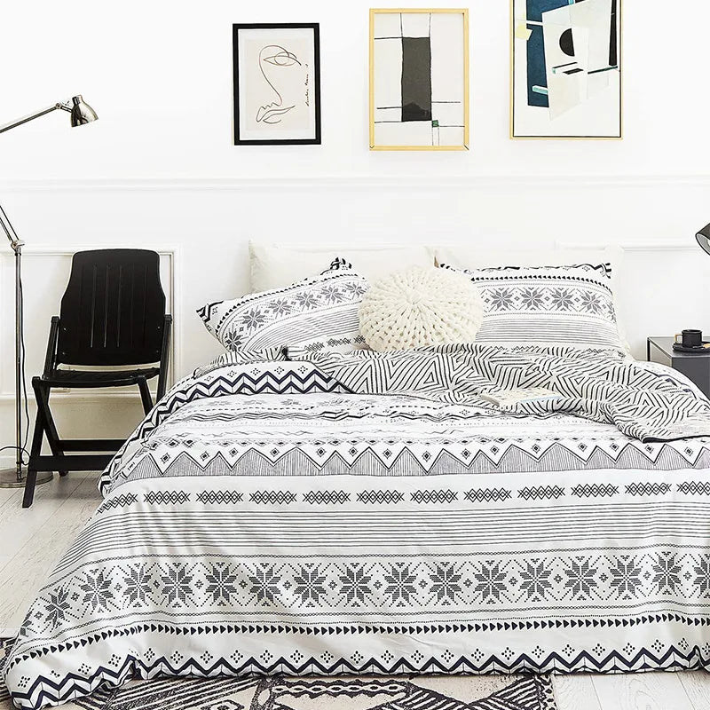 Afralia™ Boho Chic Stripe Bedding Set with Pillowcase - Ultra-Soft Microfiber Quilt Cover
