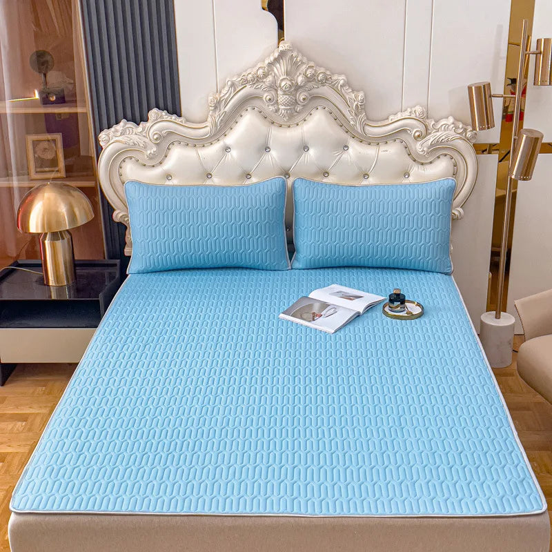 Afralia™ Cooling Latex Summer Mat Set with Rayon Quilted Sheet & Pillowcase