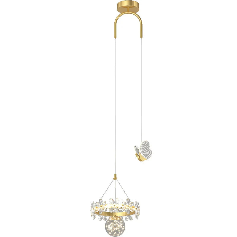 Afralia™ Crystal Petal Bedside Pendant Light: Modern, Minimalist, Starry Chandelier for Living Room & Bedroom