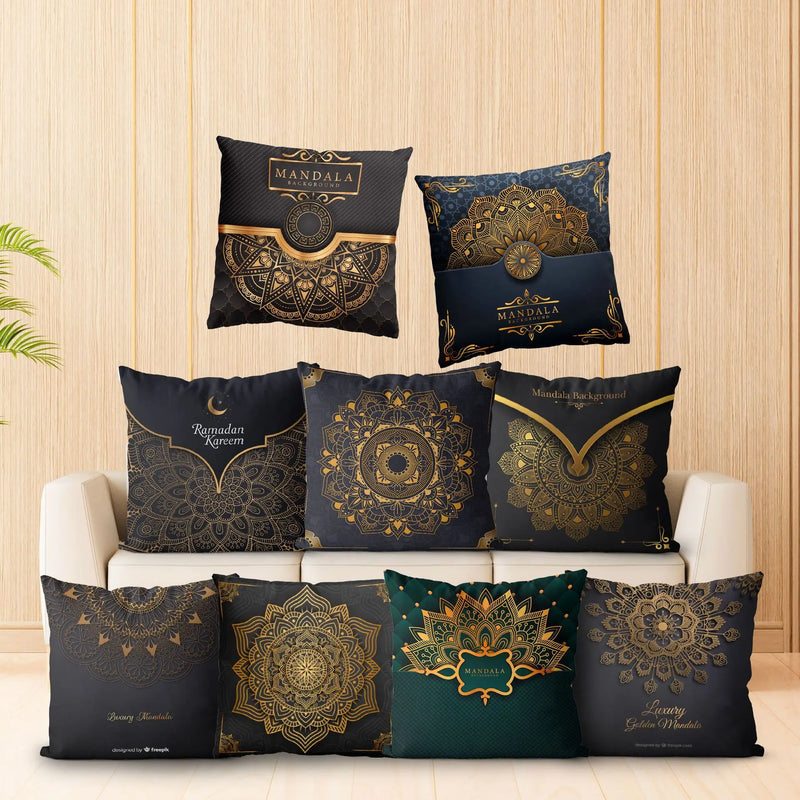 Afralia™ Black Gold Mandala Luxury Printed Pillowcase §