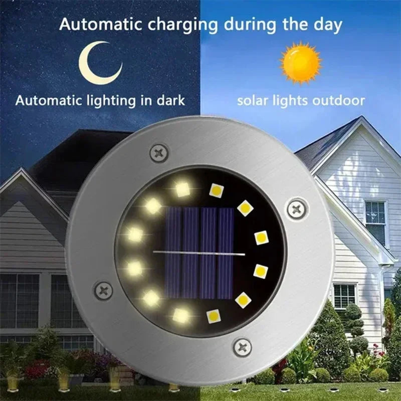 Afralia™ Solar Disk Light Outdoor Garden Spotlight Buried LED Lamp - Pack of 8