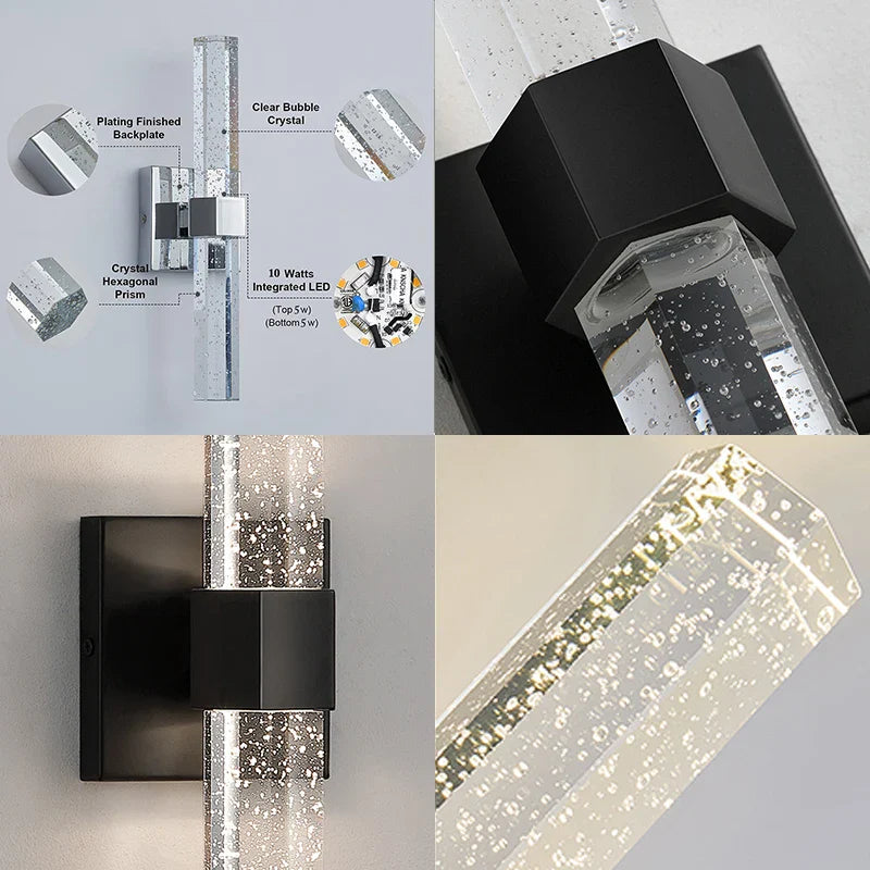 Afralia™ Nordic Crystal Wall Sconce for Bathroom Dresser Living Room Bedroom Lighting décor