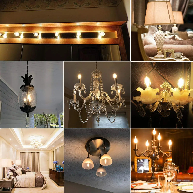 Afralia™ Dimmable Chandelier LED Bulbs E12 E14 Candelabra Flame Bent Tip 60W Equivalent